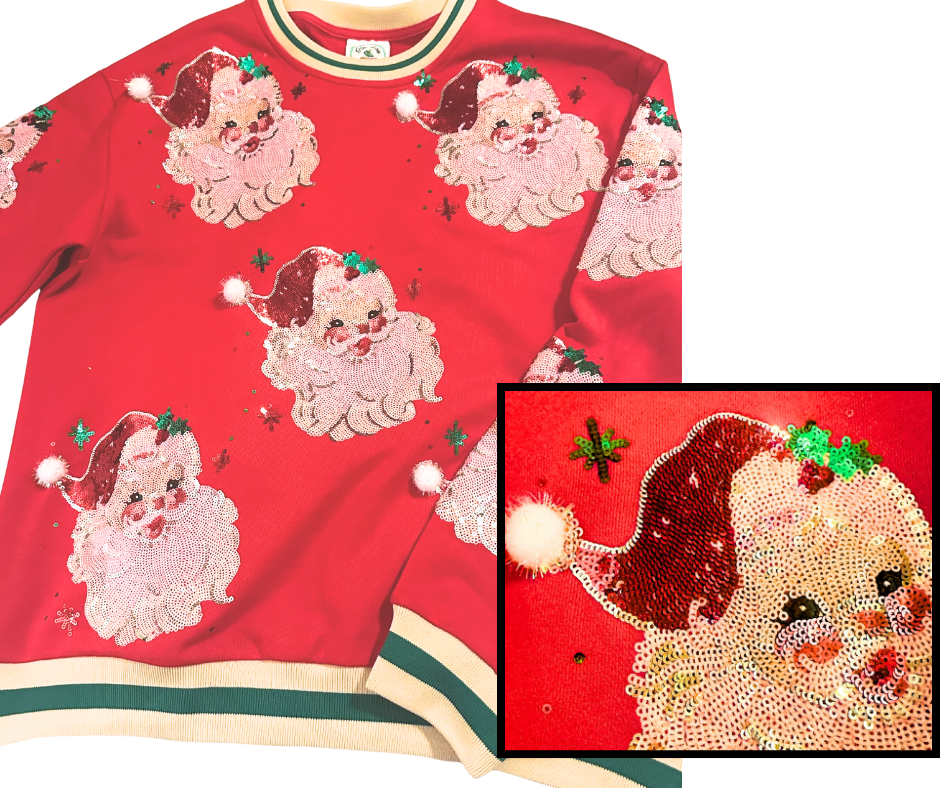 Sequined Red Retro Santa