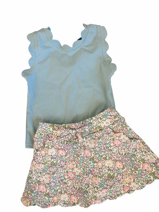 Blue Scallop Floral Athleisure Set