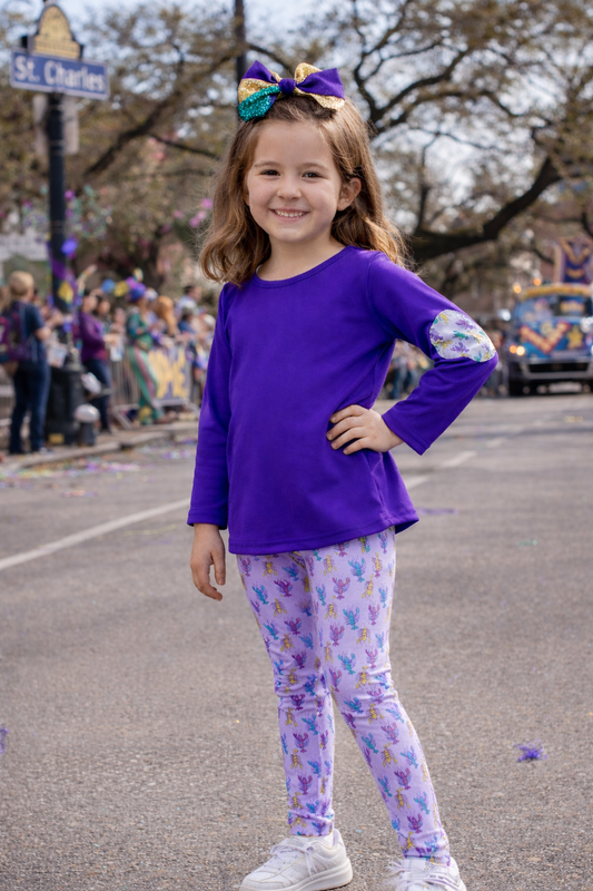 Mardi Gras Crawfish Print Top and Leggings Set